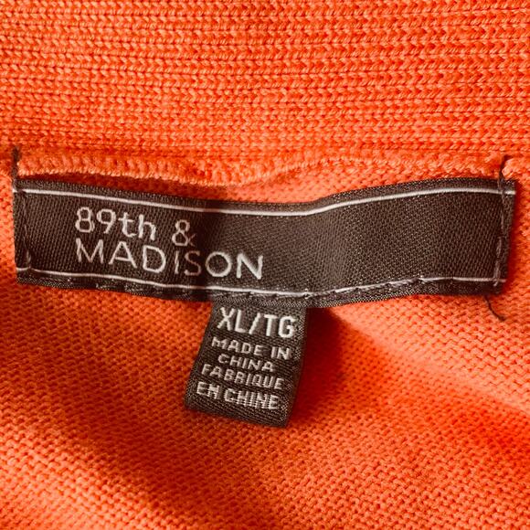 89th & Madison Cardigan Sweater Womens Large Orange 3/4 Sleeve Bows Lightly Used - Picture 6 of 9